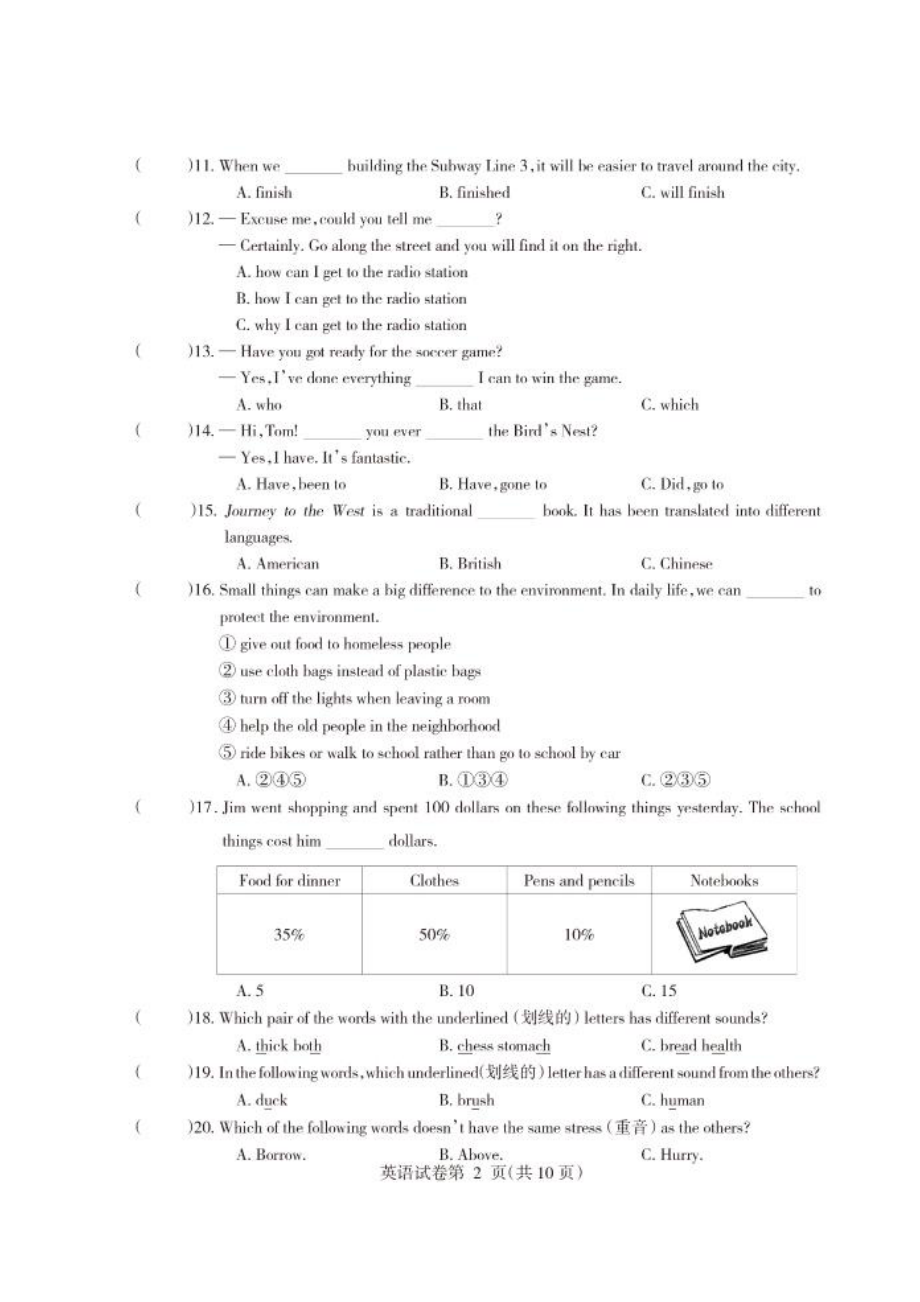 2019年哈尔滨市中考英语试卷.docx_第2页