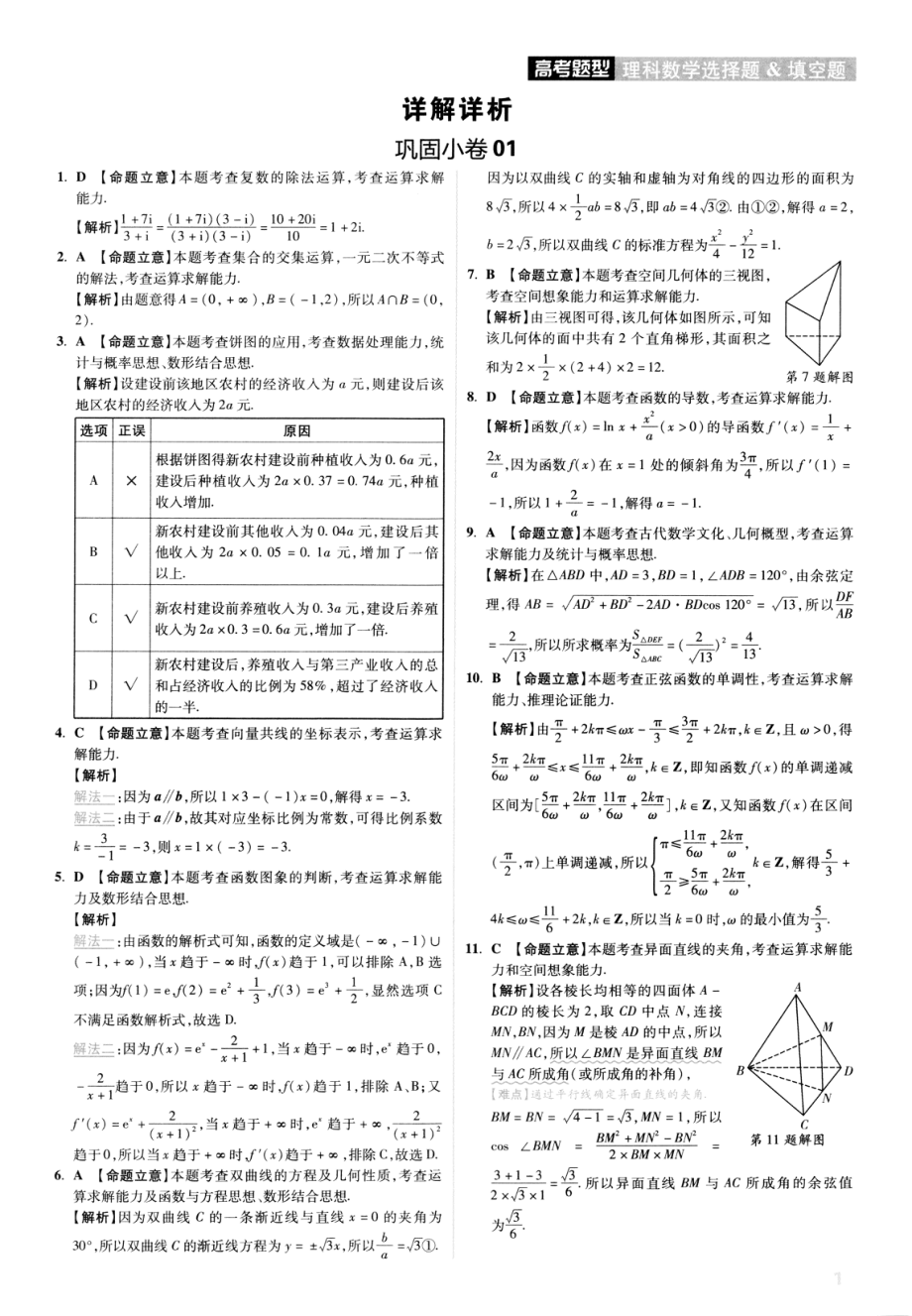 高中数学——解题达人——高考题型——理科数学选择题&填空题——2020全国1卷（答案解析）.pdf_第3页