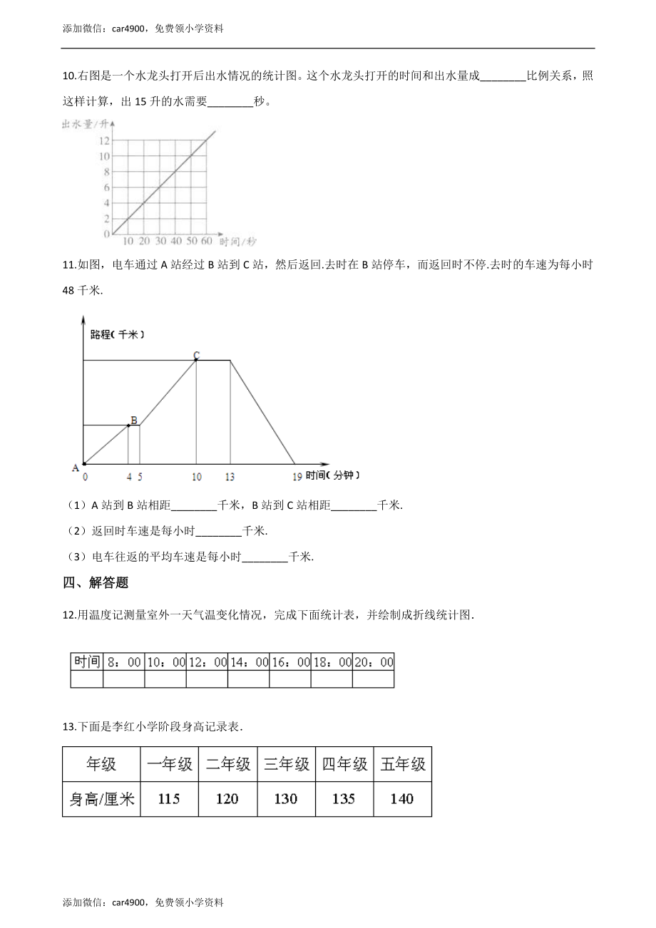 五年级下册数学单元测试-6.折线统计图 西师大版（含解析）.docx_第3页