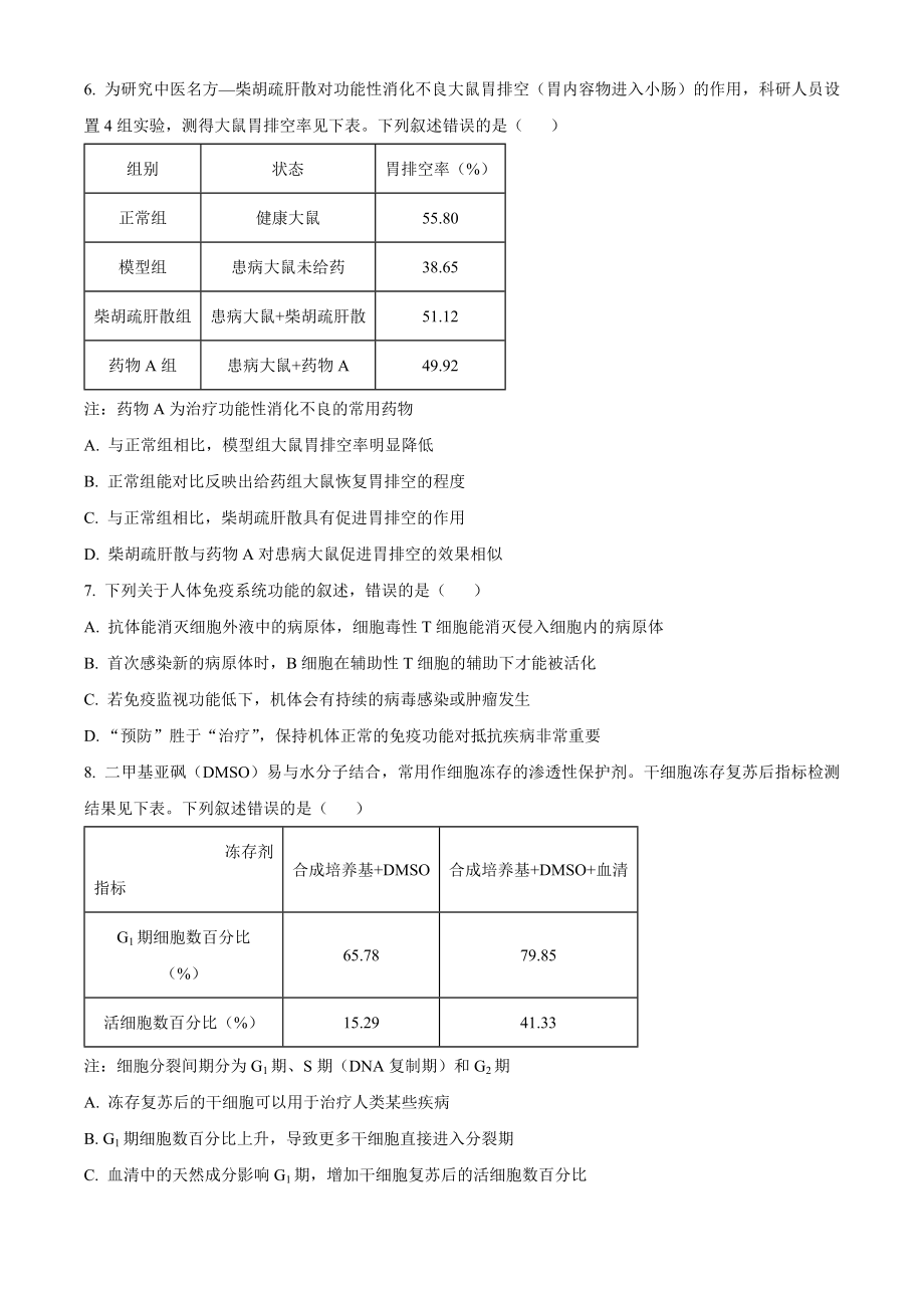 2022年新教材辽宁生物高考真题（原卷版）.docx_第2页