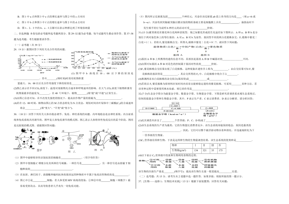 2020年高考押题预测卷03（课标Ⅱ卷）-生物（考试版）.doc_第2页