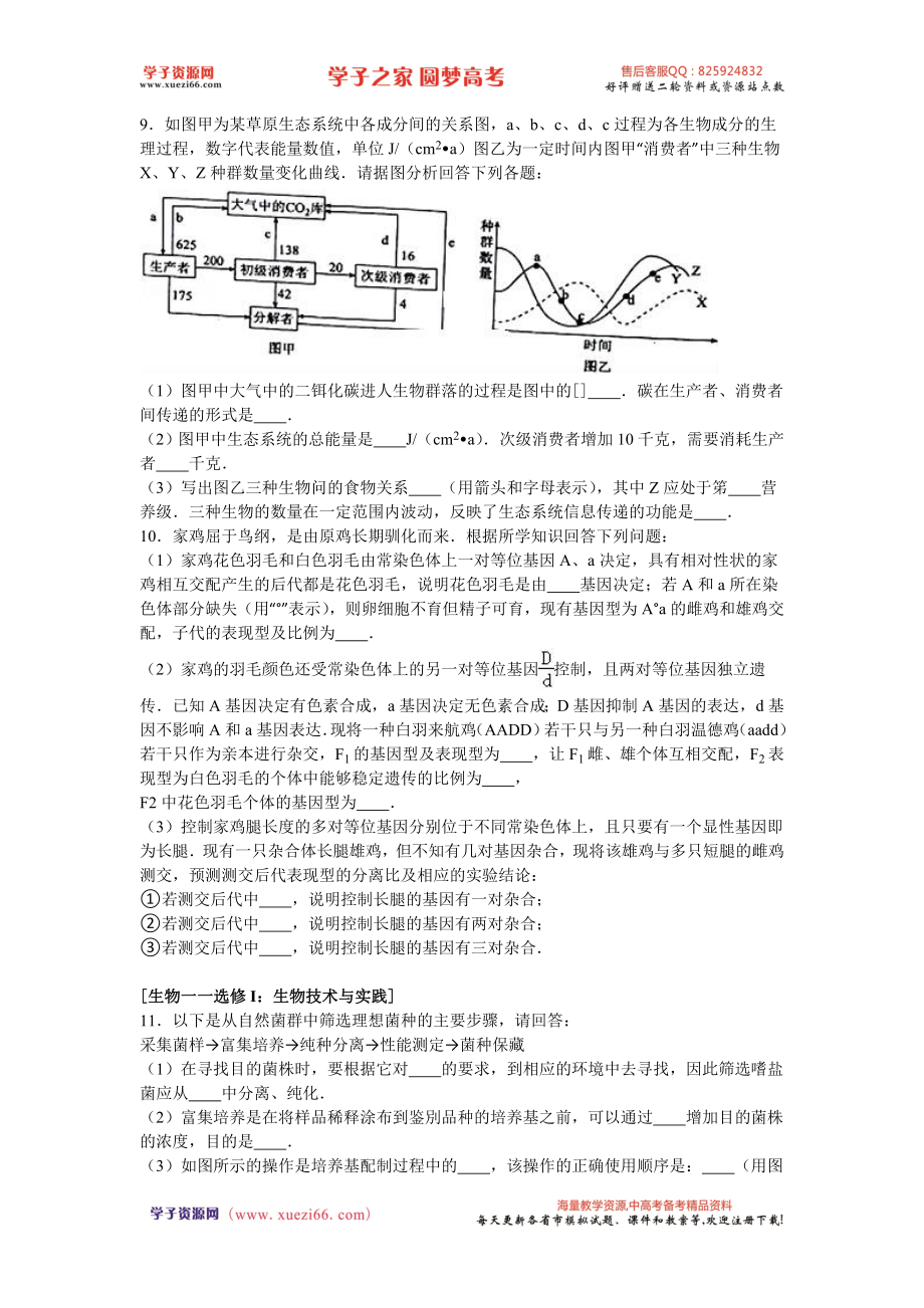 河北省衡水中学2016届高考生物模拟试卷（四）（解析版）.doc_第3页