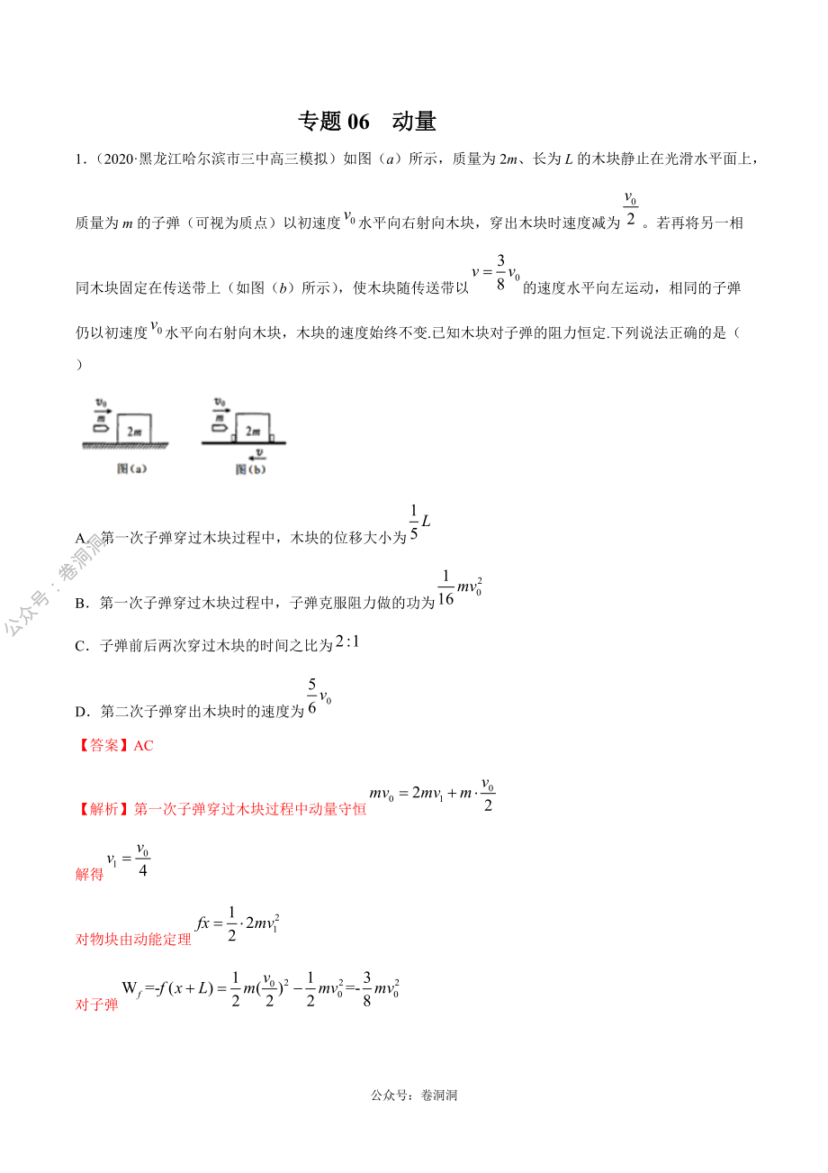 专题06 动量（解析版）.pdf_第1页