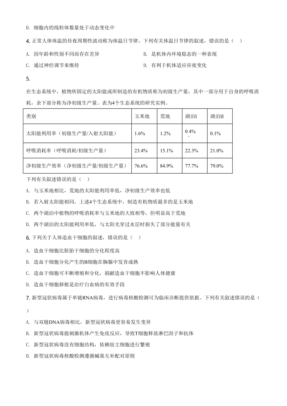 2020年高考生物真题（海南自主命题）（解析版）.doc_第2页