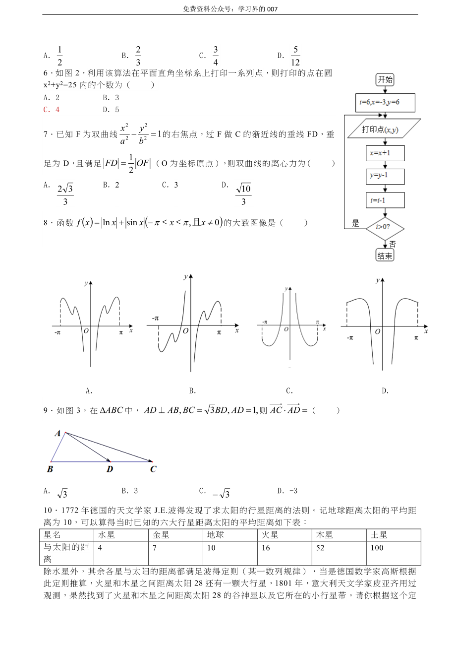 2020届广东省广州市高三12月调研测试数学理试题.doc_第2页