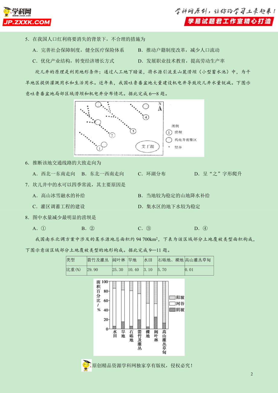 黄金卷06-【赢在高考·黄金20卷】备战2020高考地理全真模拟卷（原卷版）.docx_第2页