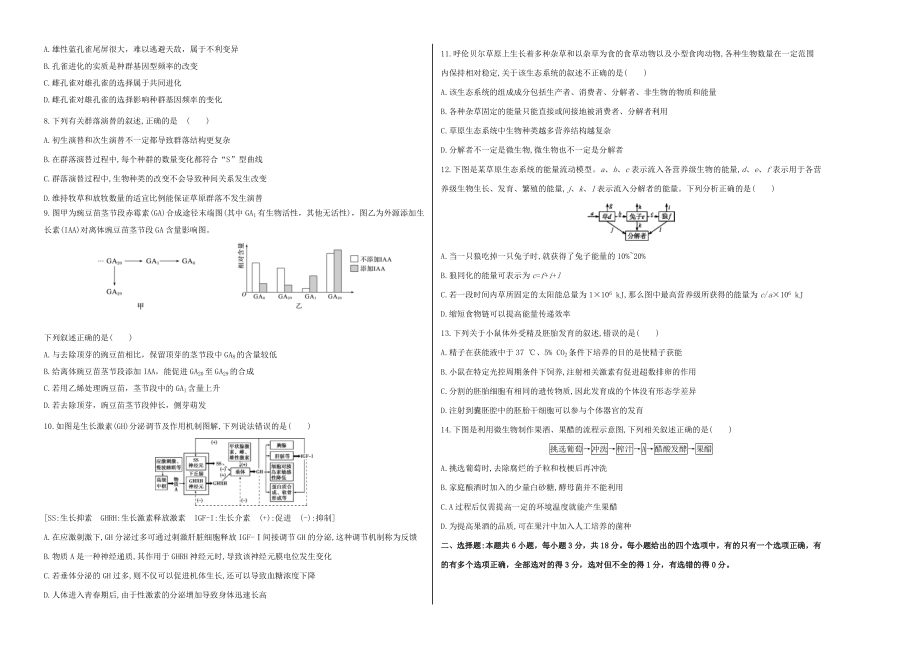 2020年高考押题预测卷02（山东卷）-生物（考试版）.doc_第2页