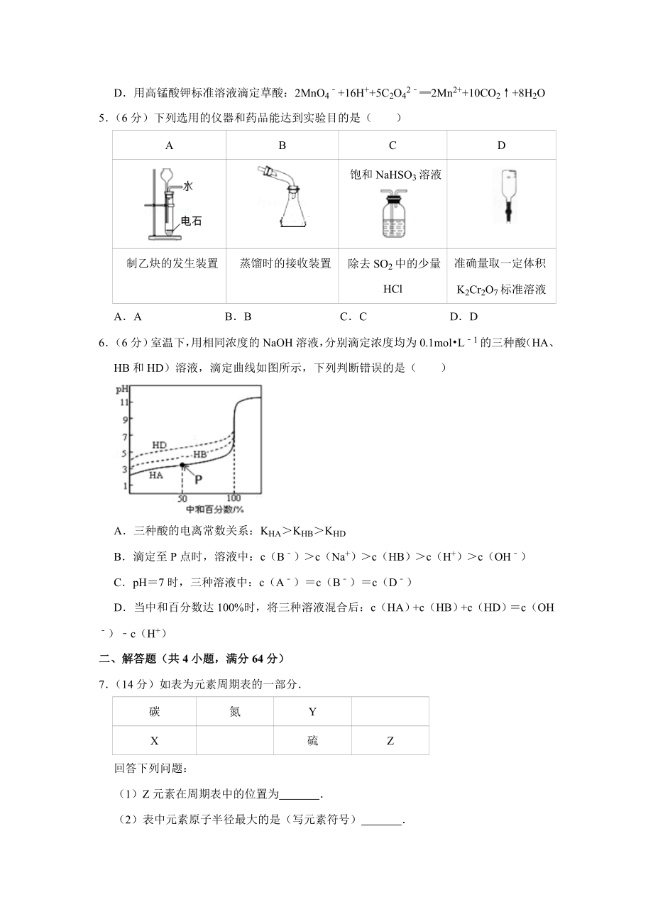 2016年高考化学真题（天津自主命题）（原卷版）.doc_第2页