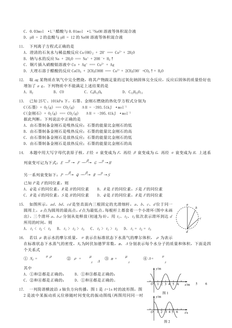 2004年福建高考理科综合真题及答案.doc_第3页