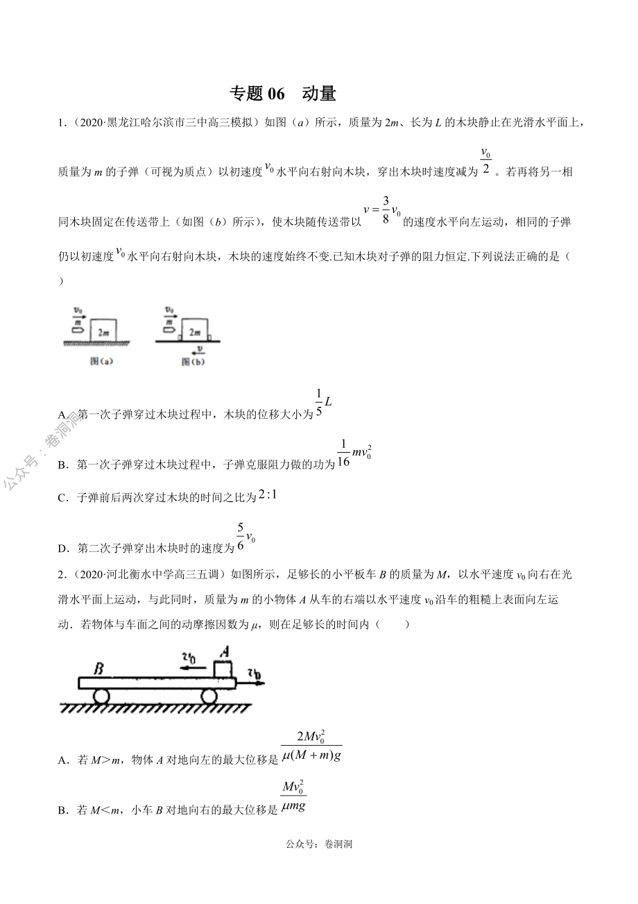 专题06 动量（原卷版）.pdf_第1页