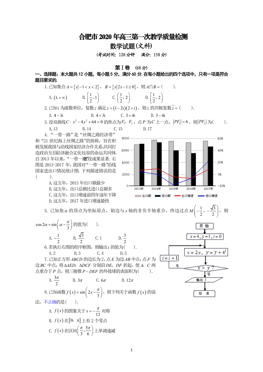 2020届合肥一模文数—试题.doc_第1页