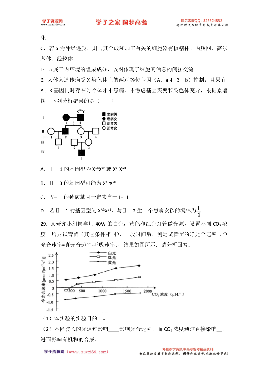 河北省衡水中学2017届高三下学期第1周周测理科综合生物试题（解析版）.docx_第3页