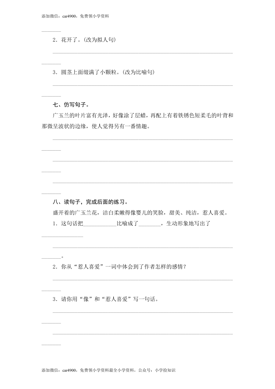 苏教版小学六年级语文下册第6单元课时同步练习-18广玉兰（1）附答案（网资源）.doc_第2页