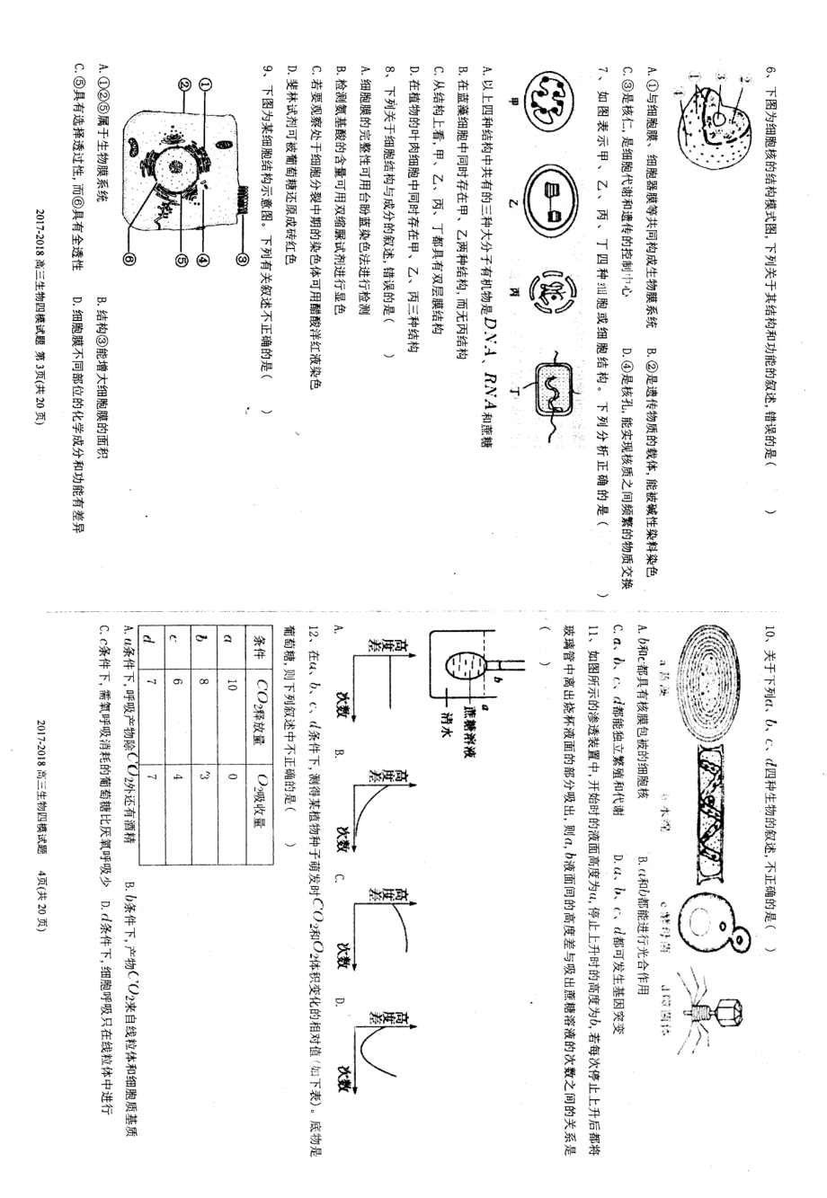 2017-2018上学期衡水中学高三四模考试生物PDF.pdf_第2页