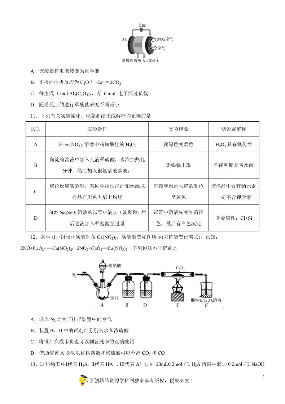 黄金卷04-【赢在高考·黄金20卷】备战2020高考化学全真模拟卷（原卷版）.docx_第2页