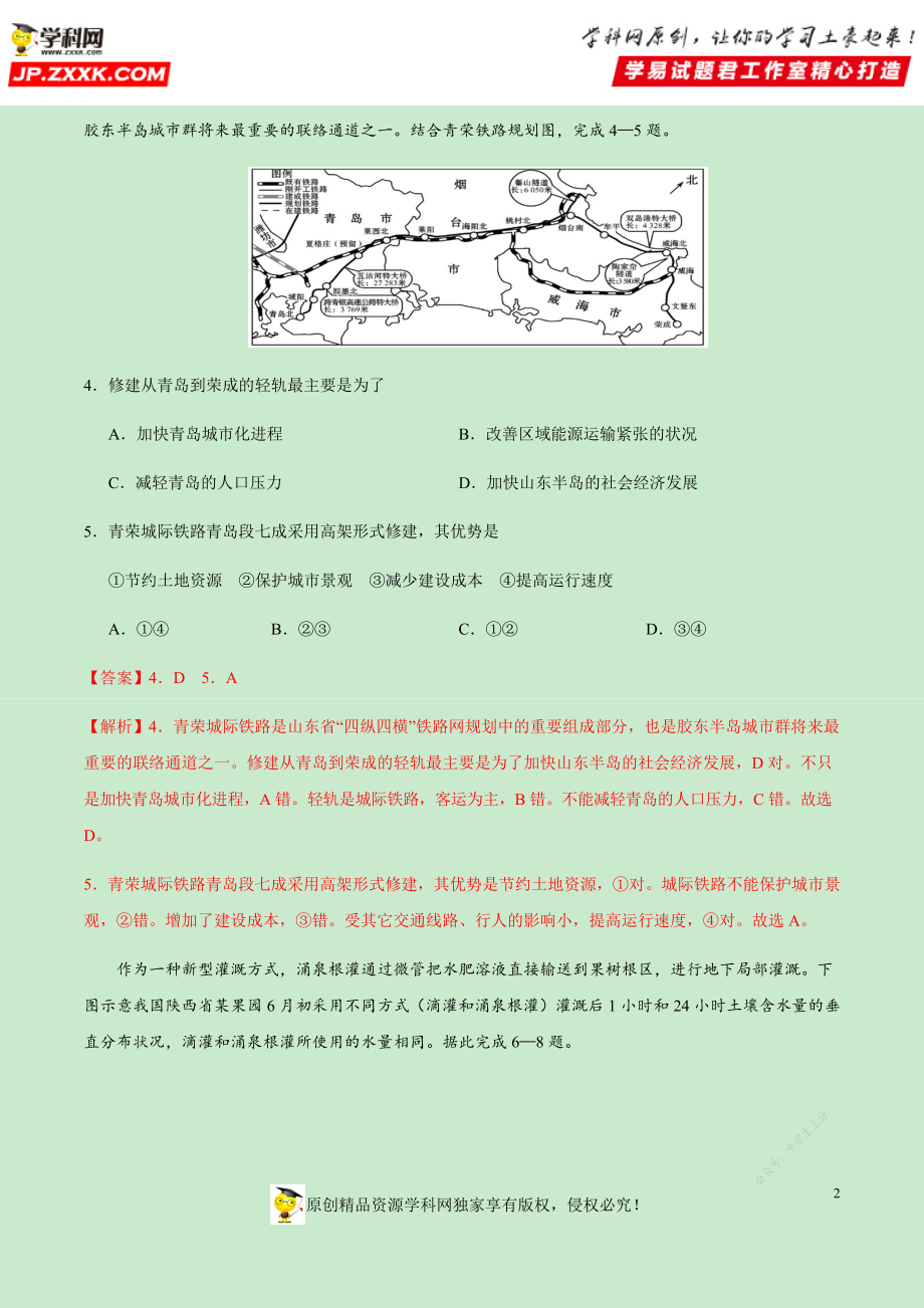 黄金卷01-【赢在高考·黄金20卷】备战2020高考地理全真模拟卷（解析版）.docx_第2页