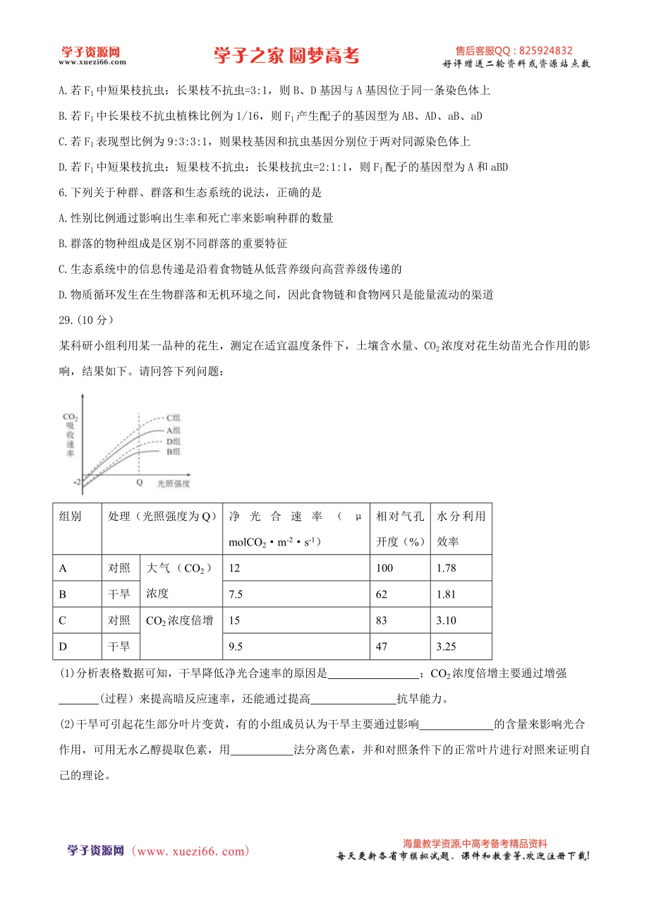 【全国百强校word】河北省衡水中学2017届全国高三2月大联考（全国卷）理综生物试题（解析版）.doc_第2页