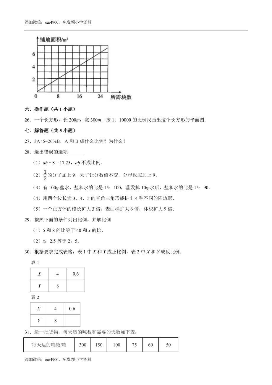 【培优卷】冀教版小学六年级数学下册《第三章 正比例 反比例》单元测试题（含解析）.doc_第3页