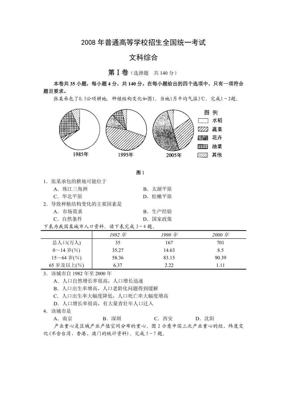 2008年高考地理真题（浙江自主命题）（解析版）.doc_第1页