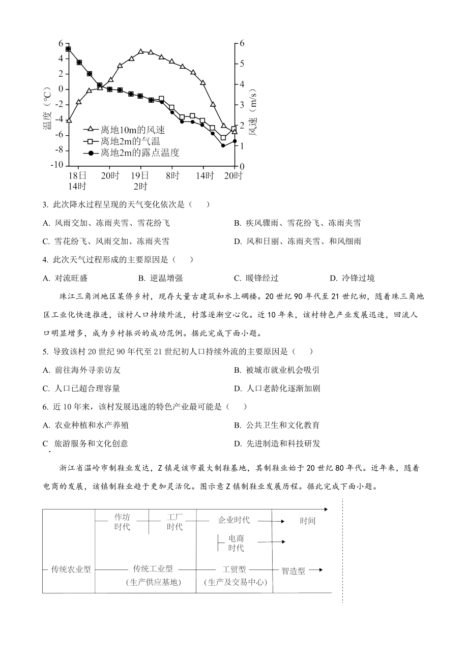 2023年高考地理真题（广东自主命题）（原卷版）.docx_第2页