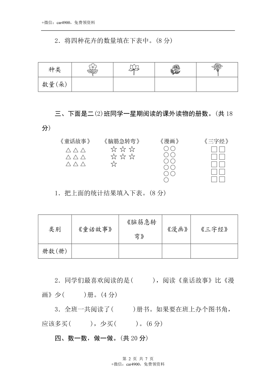 二年级上册数学试卷-第6单元养达标测试卷(含答案）冀教版.doc_第2页