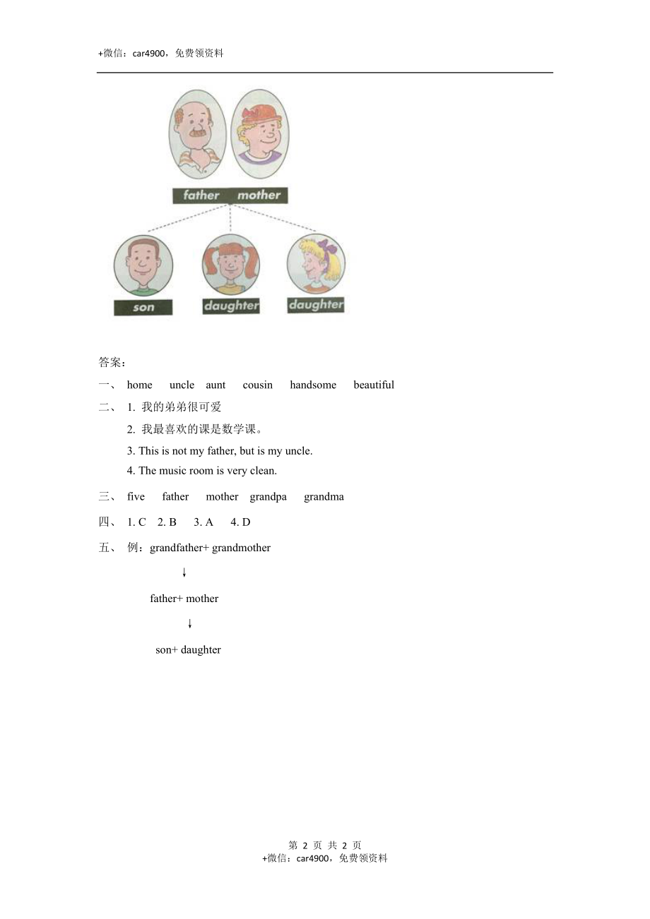 Unit 4 My Family Lesson 3 同步练习 2 .doc_第2页