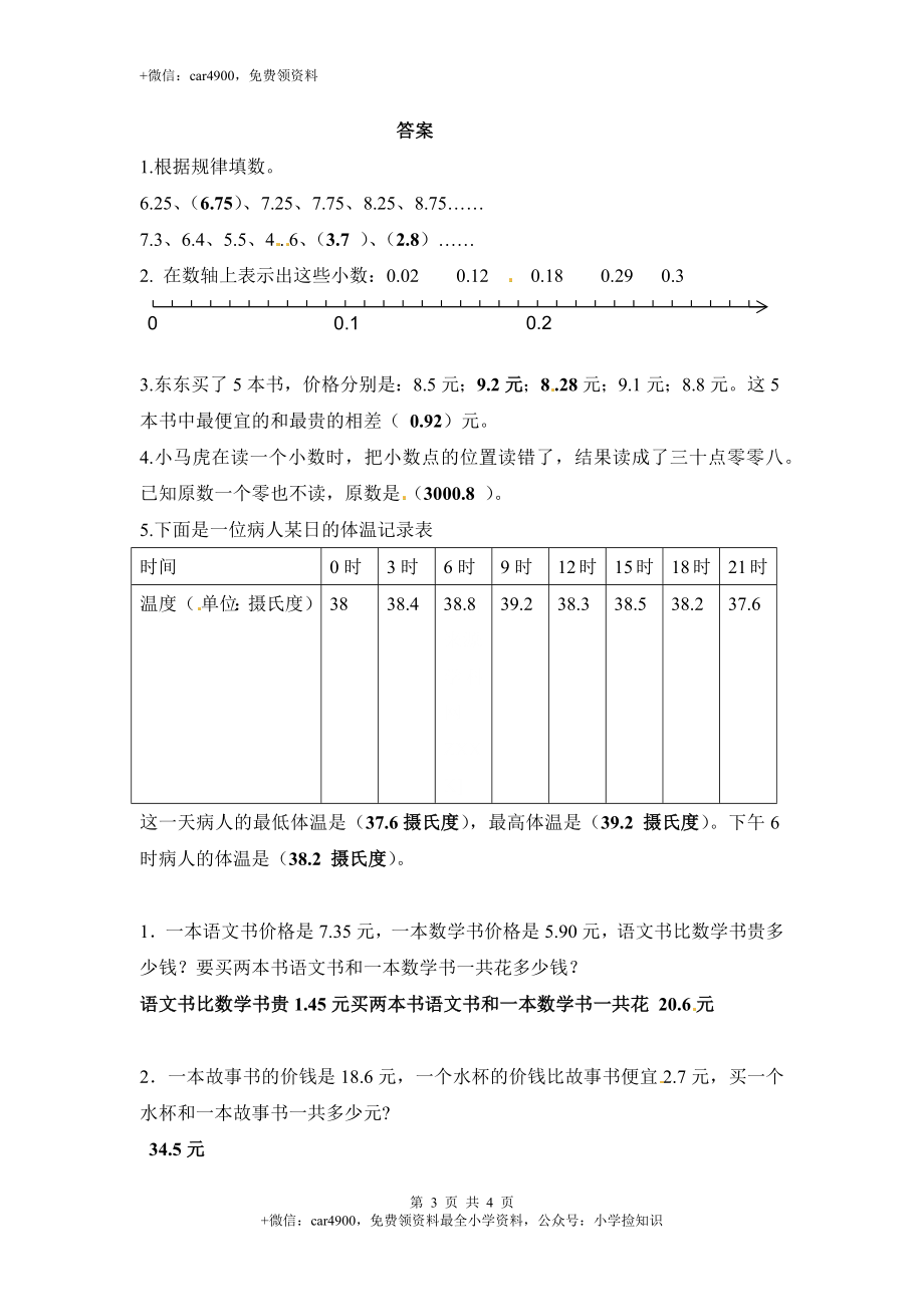 三年级下册数学一课一练-小数的初步认识3-苏教版（网资源）.docx_第3页