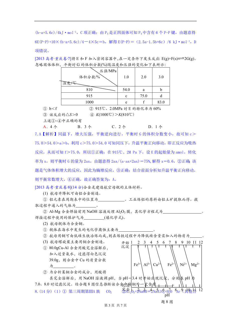 2013年高考重庆市化学卷真题及答案.doc_第3页