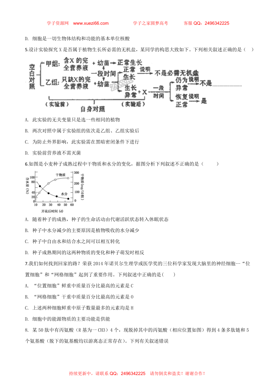 河北省衡水市衡水中学2019届高三开学二调考试生物试题（原卷版）.doc_第2页