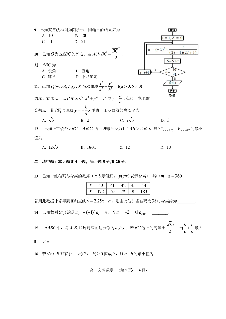 江西省南昌市2020届高三第二轮复习测试卷文科数学（一） PDF版含解析.pdf_第2页