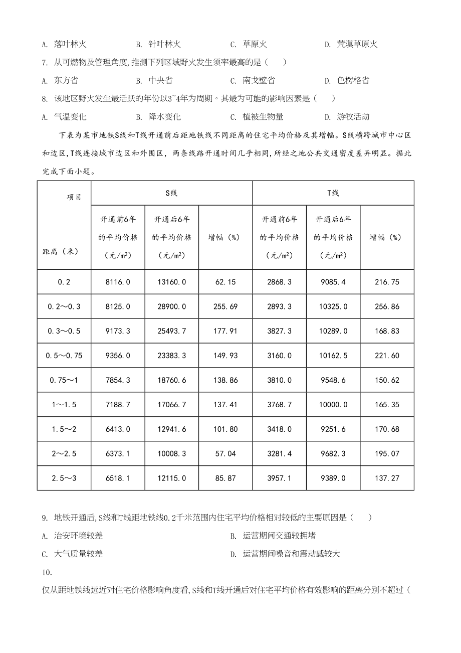 2021年高考地理真题（湖南自主命题）（原卷版）.doc_第3页