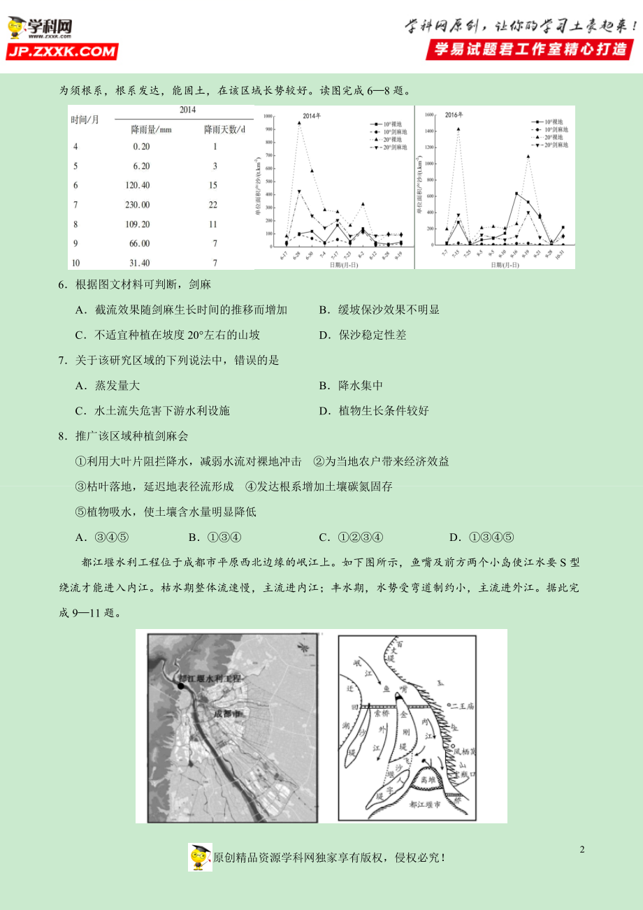 黄金卷20-【赢在高考·黄金20卷】备战2020高考地理全真模拟卷（原卷版）.docx_第2页