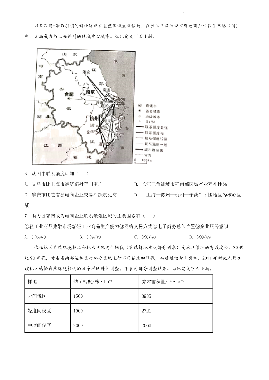 精品解析：2021年新高考辽宁地理高考真题（原卷版）.docx_第2页