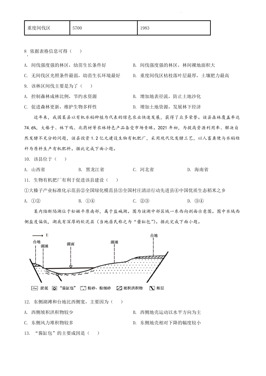 精品解析：2021年新高考辽宁地理高考真题（原卷版）.docx_第3页