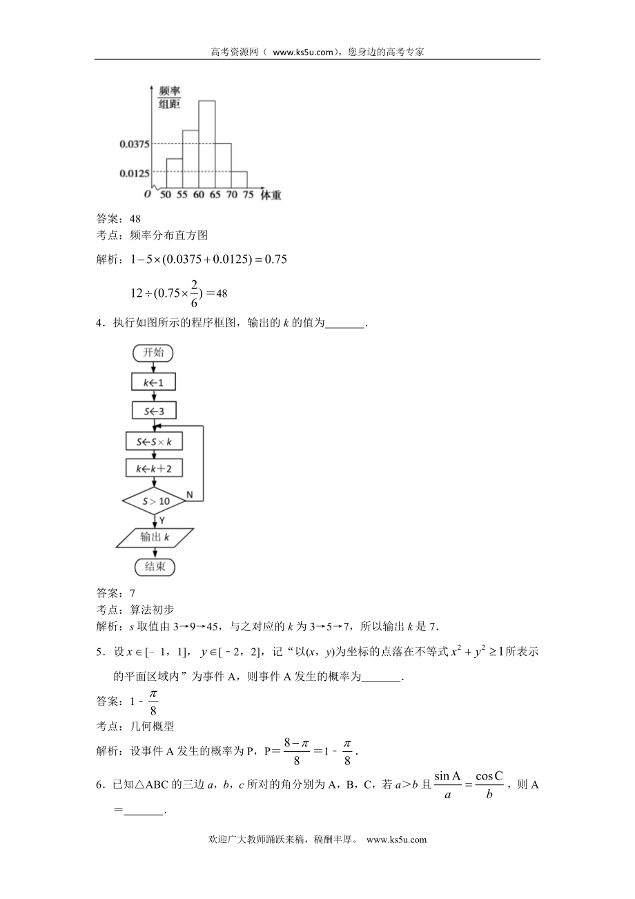 江苏省苏州市2019届高三最后一卷数学试题 Word版含解析.doc_第2页