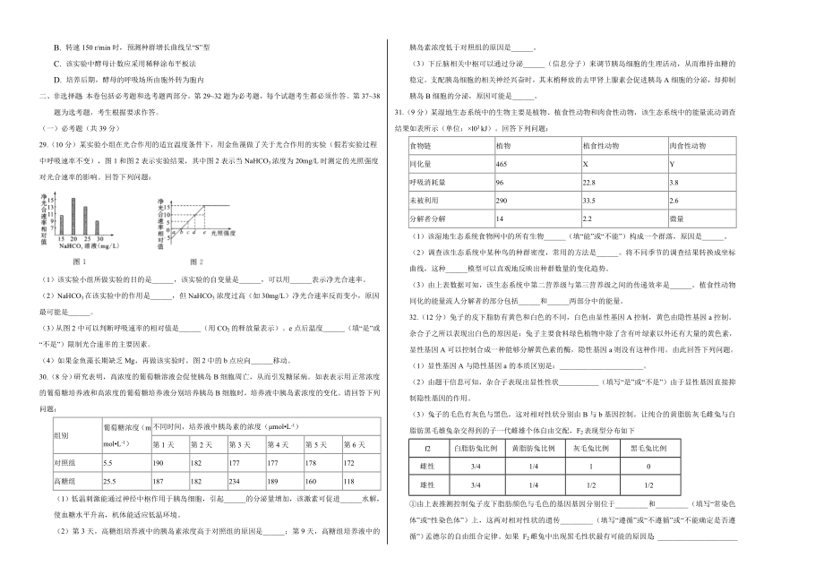 2020年高考押题预测卷01（课标Ⅱ卷）-生物（考试版）.doc_第2页