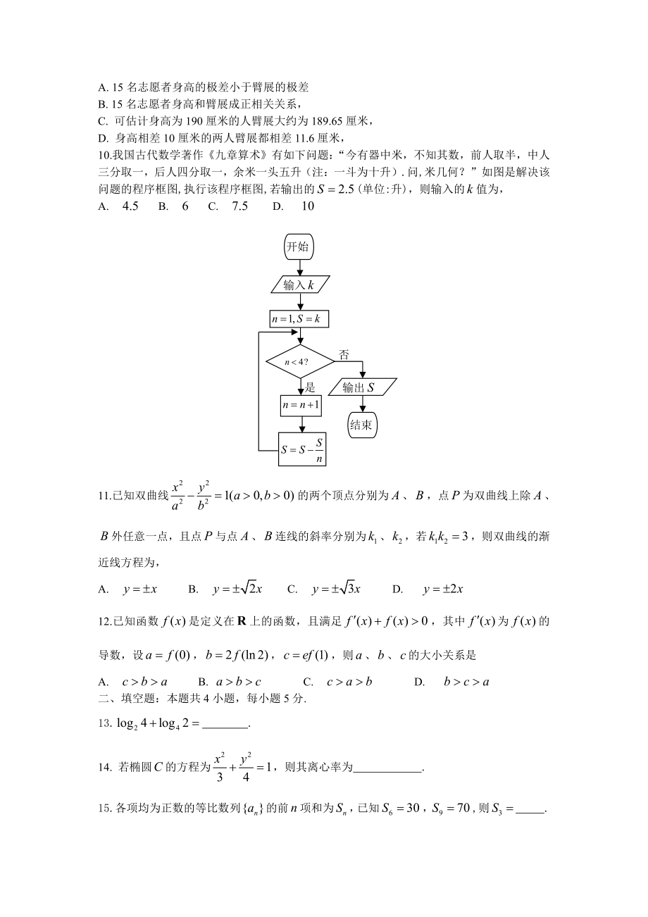 2019长春高三一模数学理科试卷及答案.pdf_第2页