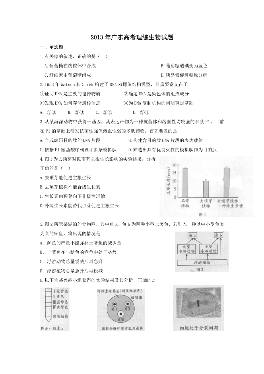 2013年高考化学真题（广东自主命题）.docx_第1页