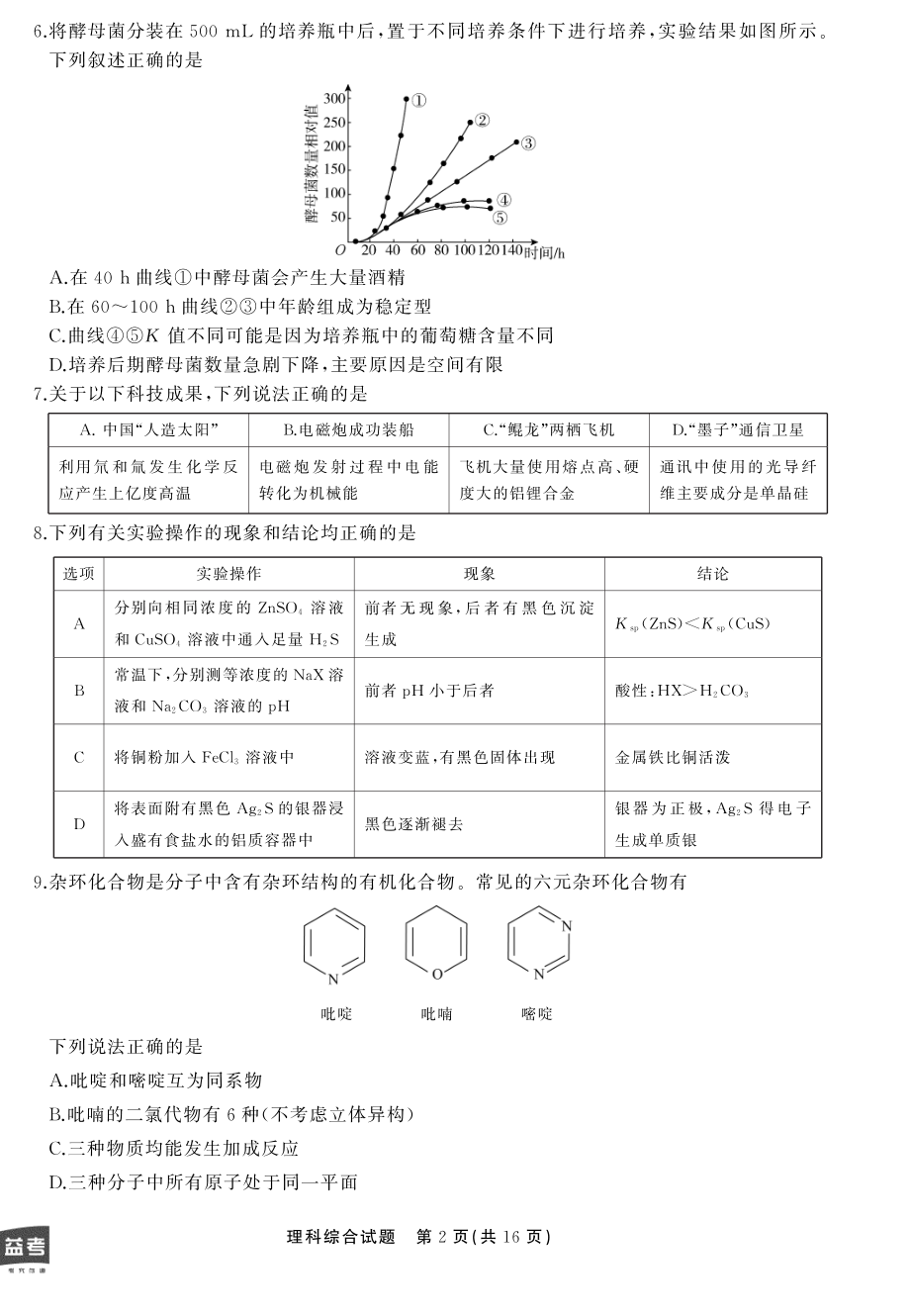 理综·天舟文化2020年3月全国高三质量检测正文.pdf_第2页