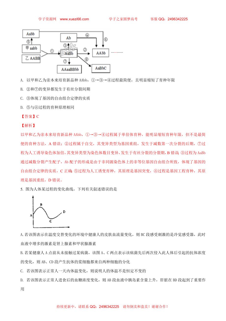 【全国百强校】河北省衡水中学2018届高三考前自主复习作业箭在弦上（五）理科综合生物试题（解析版）.doc_第3页