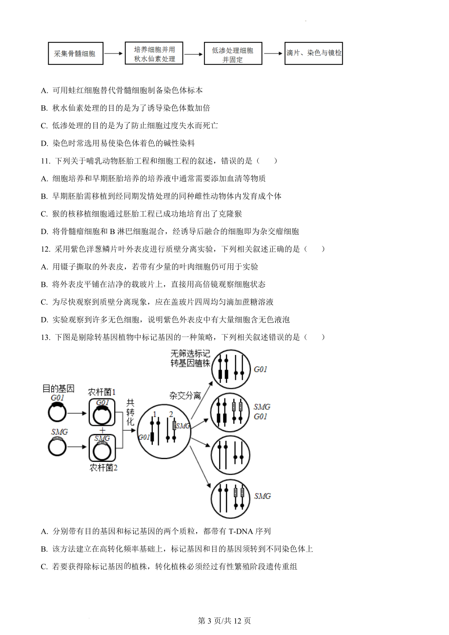 精品解析：2021年新高考江苏生物高考真题（原卷版）.docx_第3页