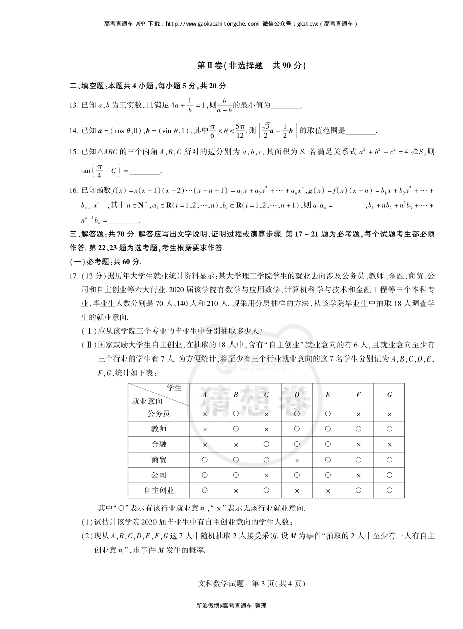 2020年普通高等学校招生全国统一考试（猜想卷）文科数学.pdf_第3页