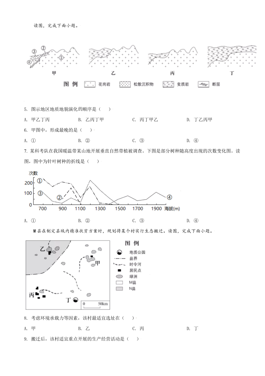 2021年北京市高考地理试卷（原卷版）(1).doc_第2页