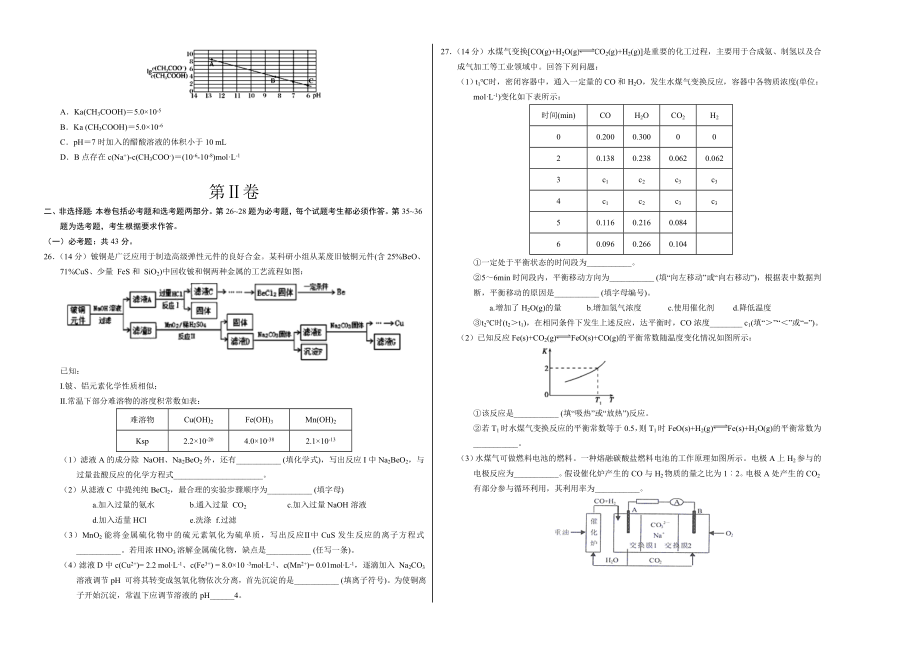 2020年高考化学押题预测卷01（新课标Ⅲ卷）-化学（考试版）.doc_第2页