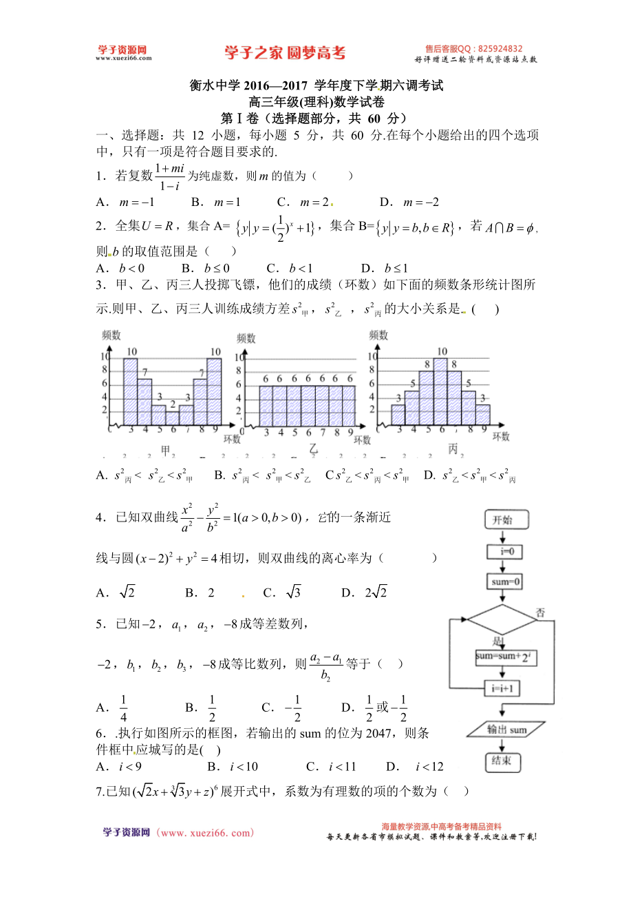 【全国百强校】河北省衡水中学2017届高三下学期六调数学（理）试题.doc_第1页