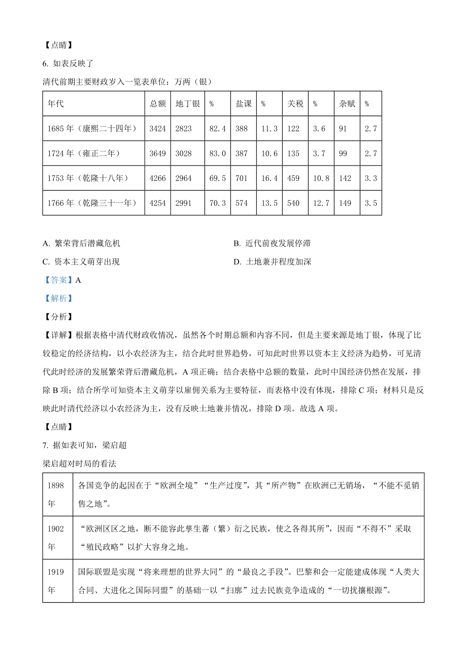 2021年高考历史真题（海南自主命题）（解析版）.docx_第3页