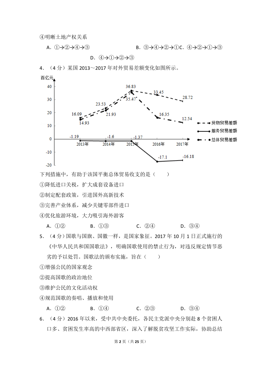 2018年全国统一高考政治试卷（新课标ⅲ）（含解析版）.doc_第2页