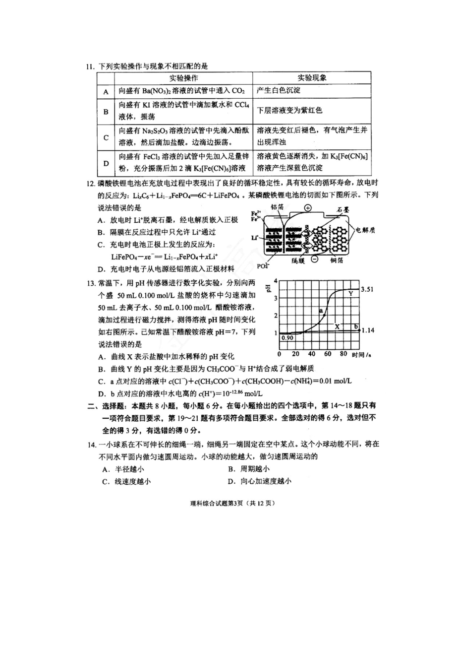 2020绵阳二诊理综试题及答案.docx_第3页