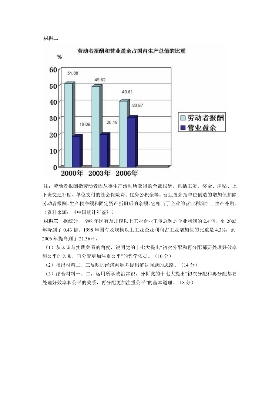 2008年全国统一高考政治试卷（全国卷ⅱ）（原卷版）.doc_第3页