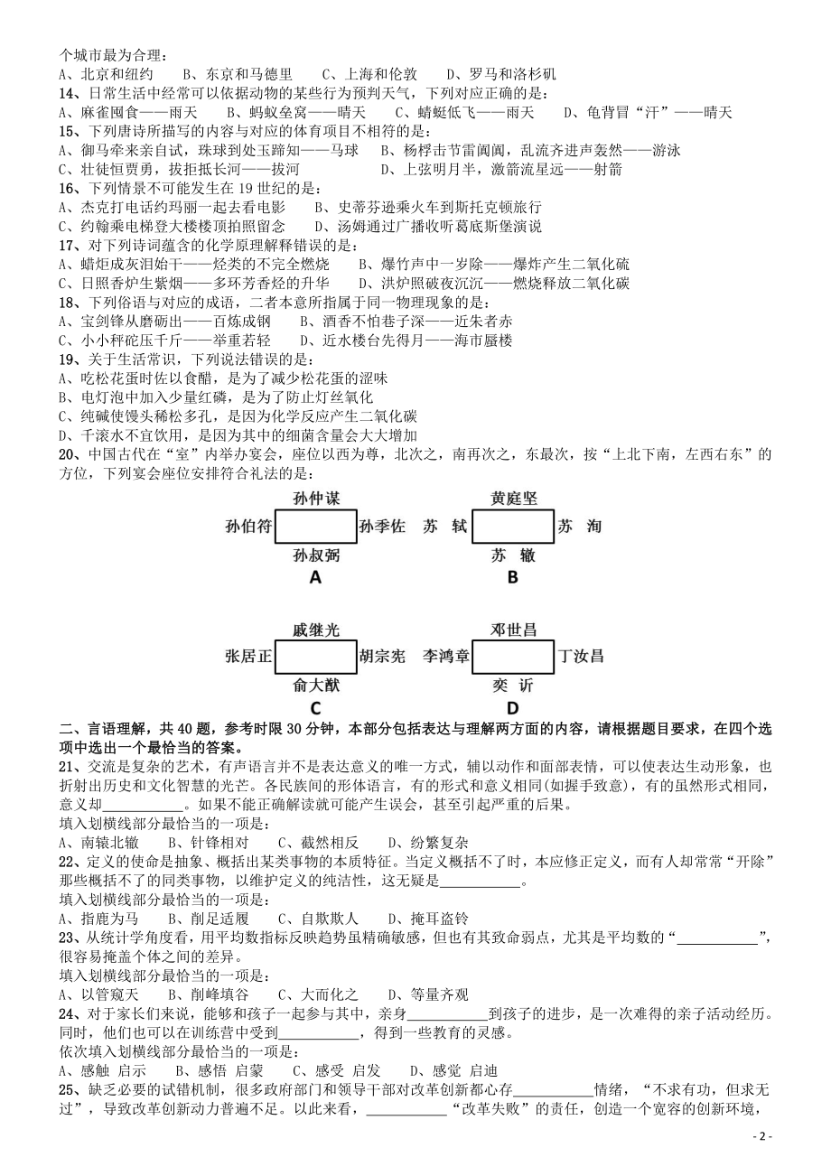 2015年国家公务员考试《行测》真题卷（副省级).pdf_第2页